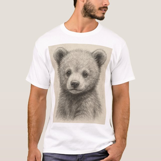 Camiseta Cubo do Urso do Desenho Adorável (Frente)