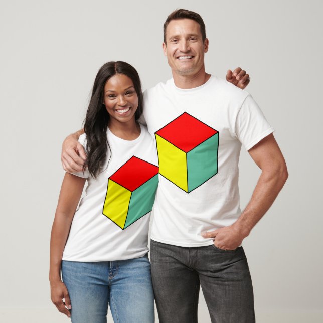 Camiseta Cubo geométrico do Tricolor (Unissex)