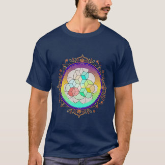 Camiseta Cubo Isométrico de Mandala de Geometria Sagrada Co