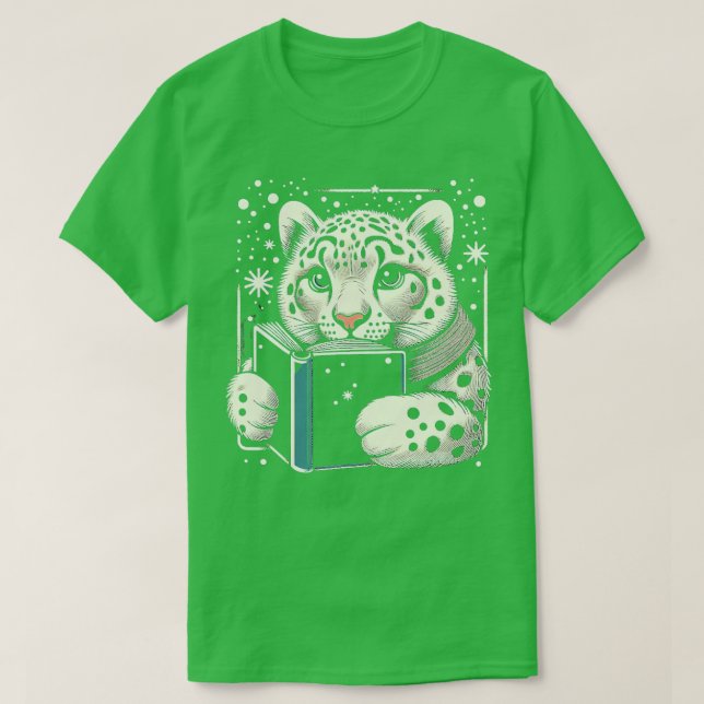 Camiseta Cubo-Leopardo-de-Neve Bonito Grande Arte Animal (Frente do Design)