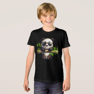 Camiseta Cubo panda bonito vestindo óculos pendurados num b