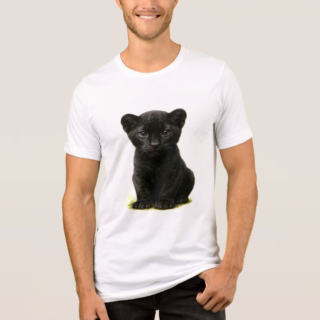 Camiseta Cubo Pantera Preto com Olhos Grandes (Frente)