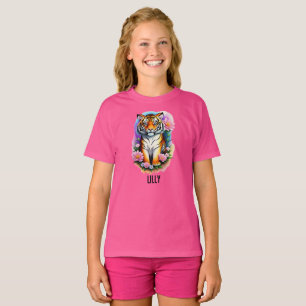 Camiseta Cubo Tigre com Flores