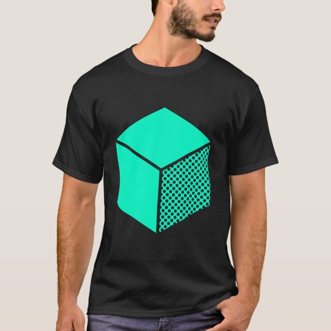 Camiseta Cubo - turquesa na obscuridade (Frente)