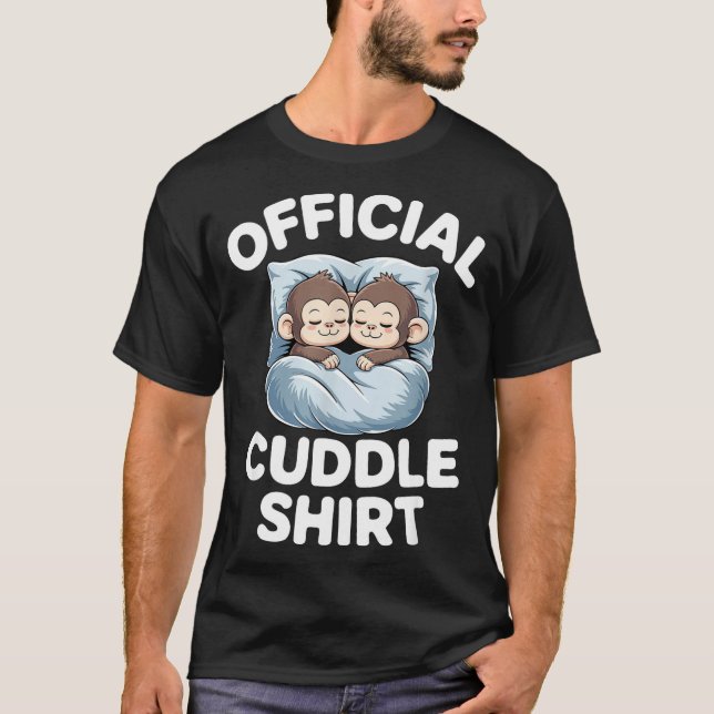 Camiseta Cuddle Shirt Cute Sleepy Monkey Couple  (Frente)