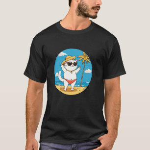 Camiseta Cuecas de Natação Legais Gato na Praia para Verão