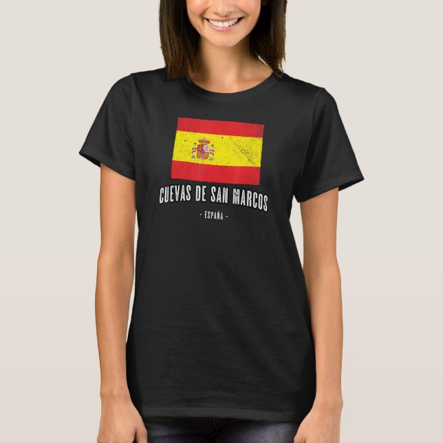 Camiseta Cuevas De San Marcos Espanha Es Bandeira Bandera (Frente)