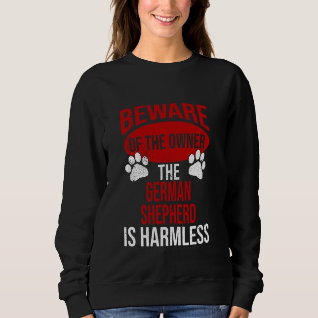 Camiseta Cuidado - Cachorro Pai Cachorro Mãe German shepher (Frente)