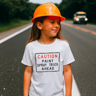 Camiseta Cuidado Caminhão de Pintura à Frente