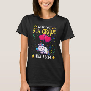 Camiseta Cuidado Com A 6 Grau Aqui Eu Venho Crianças Primei