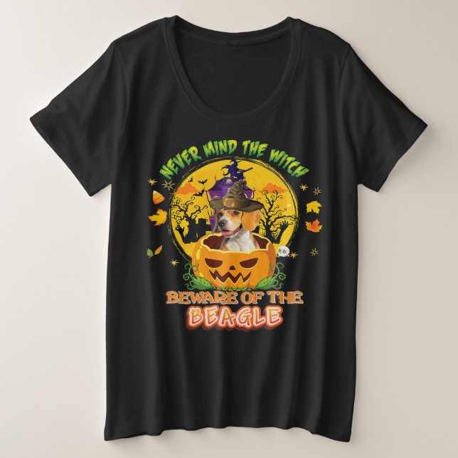 Camiseta Cuidado Com A Bruxa Do Cachorro De Beagle Hallowee (Frente do Design)