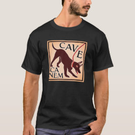 Camiseta Cuidado com a imagem greco-romana do cão "Cave Can