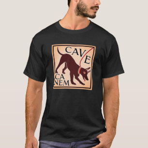 Camiseta Cuidado com a imagem greco-romana do cão "Cave Can
