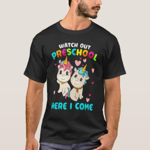 Camiseta Cuidado Com A Pré-Escola Aqui Eu Venho Rapazes Uni