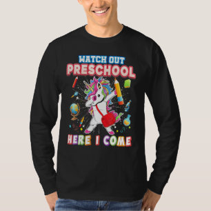 Camiseta Cuidado Com A Pré-Escola Aqui Eu Vim Dabbing Unico