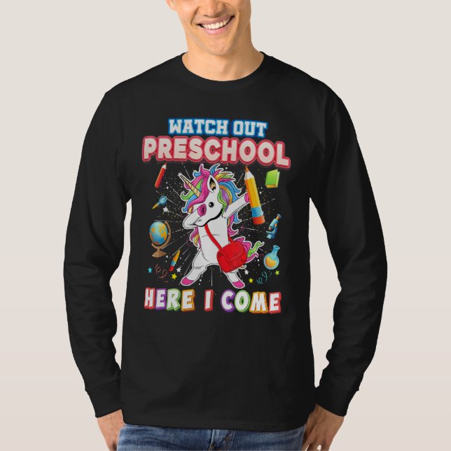 Camiseta Cuidado Com A Pré-Escola Aqui Eu Vim Dabbing Unico (Frente)