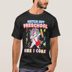Camiseta Cuidado Com A Pré-Escola Aqui Eu Vim Dabbing Unico