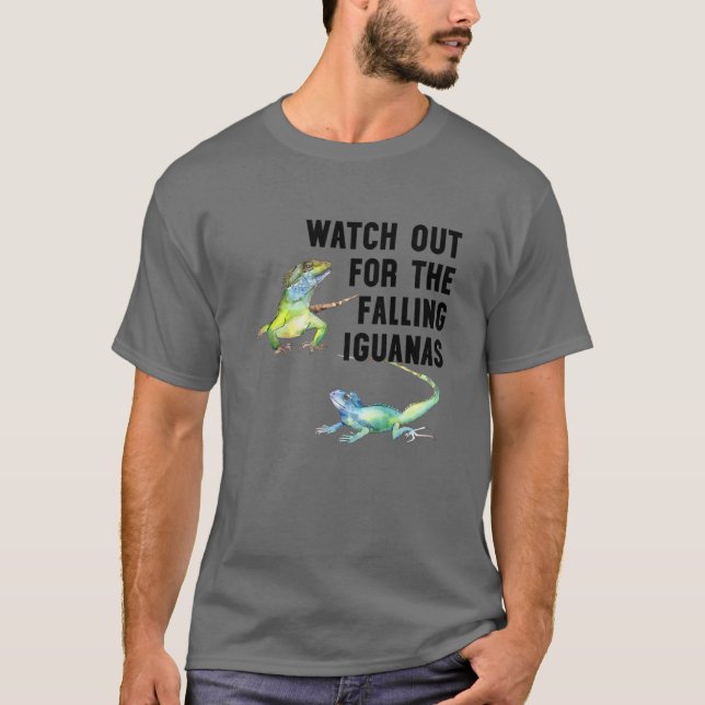Camiseta Cuidado Com A Queda Das Iguanas, Engraçado Cair Eu (Frente)