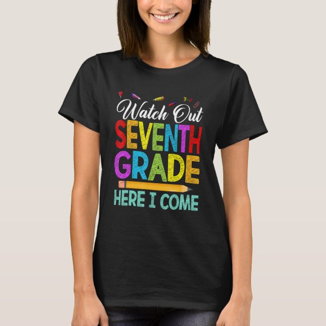 Camiseta Cuidado Com A Tripulação 7 No Primeiro Dia Da Esco (Frente)