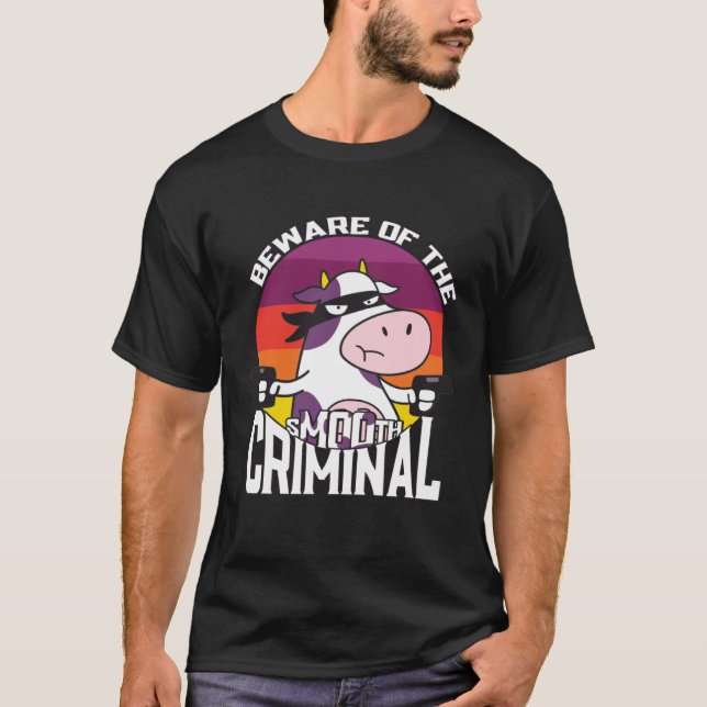 Camiseta Cuidado com a vaca criminosa sMOOth para crianças (Frente)