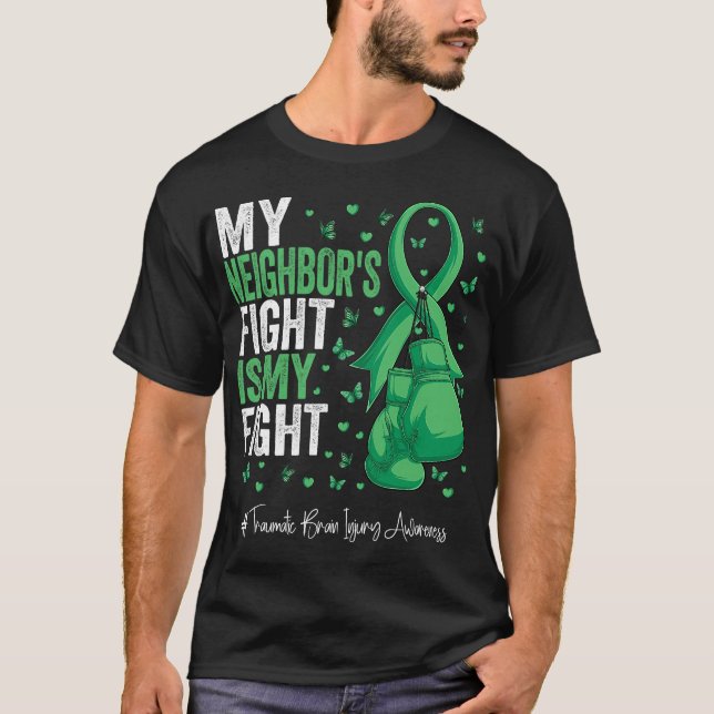 Camiseta Cuidado com lesões cerebrais traumáticas no vizinh (Frente)