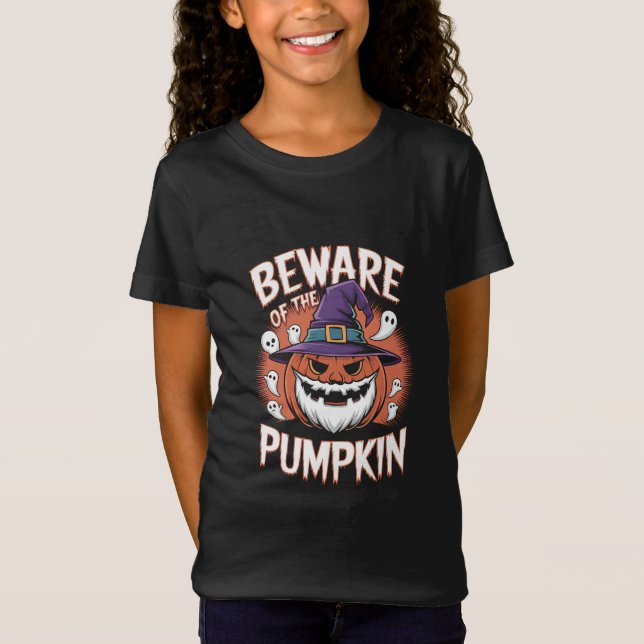 Camiseta Cuidado com o abóbora do Dia das Bruxas (Frente)