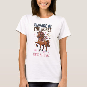 Camiseta Cuidado com o cavalo piloto engraçado humor vida n