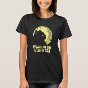 Camiseta Cuidado Com O Gato Esquisito Mãe Humor Pai Amigo