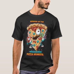 Camiseta Cuidado com o Monstro da Pizza A Divertido e Delic