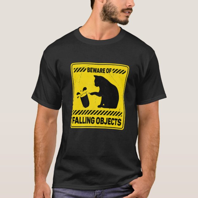Camiseta Cuidado com Objetos Caindo  Sinal de Gato (Frente)