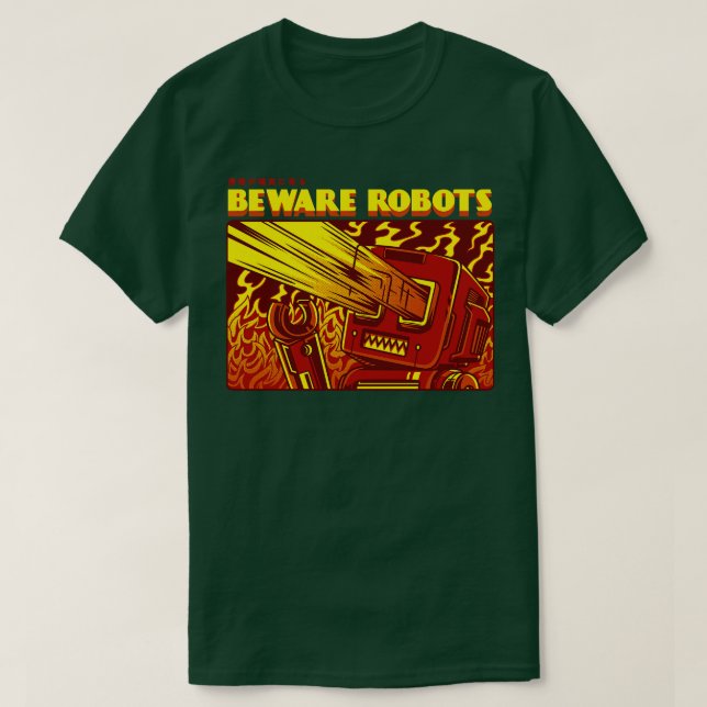 Camiseta Cuidado com os robôs (Frente do Design)