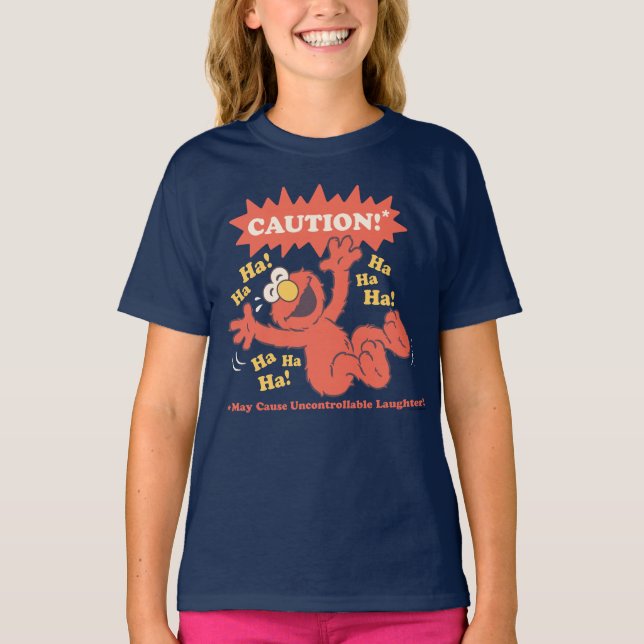 Camiseta Cuidado Elmo Rindo à Frente (Frente)
