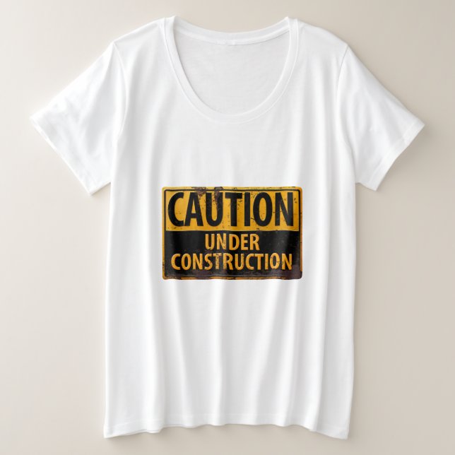 Camiseta CUIDADO, Em Construção, Sinal Diet Pregnant (Frente do Design)