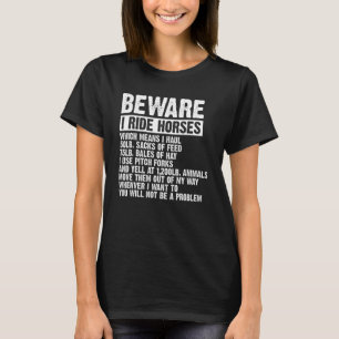 Camiseta Cuidado Eu Ando a Cavalo Mulheres Equestres Cavalo