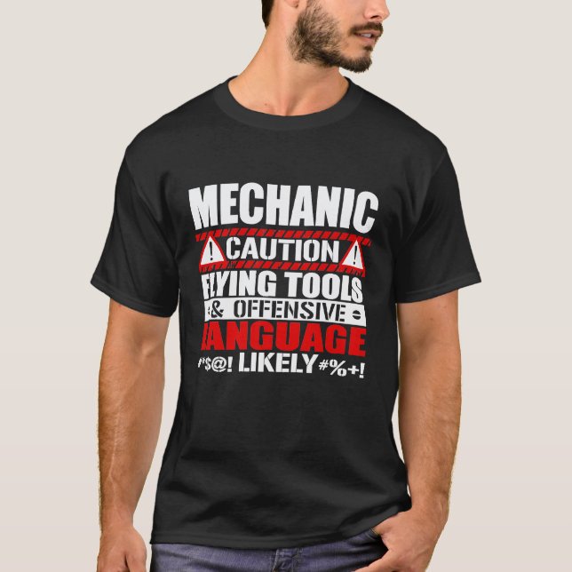 Camiseta Cuidado Ferramentas Voadoras Linguagem Ofensiva Me (Frente)