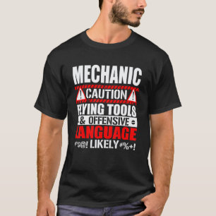 Camiseta Cuidado Ferramentas Voadoras Linguagem Ofensiva Me