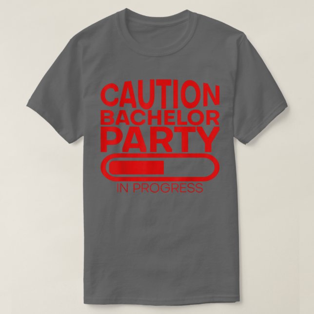 Camiseta Cuidado Festa de Despedida de Solteiro em Andament (Frente do Design)