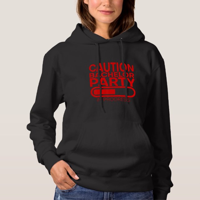 Camiseta Cuidado Festa de Solteiro em Andamento (Frente)