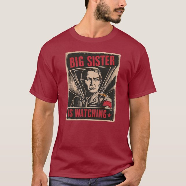 Camiseta Cuidado, Irmã Grande está assistindo (Frente)
