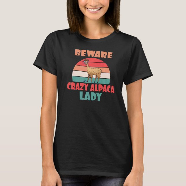 Camiseta Cuidado Louca Dama Alpaca Lhama (Frente)