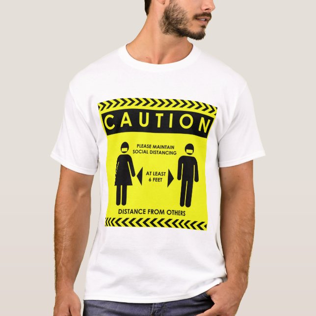 Camiseta CUIDADO Mantém Distância Social (Frente)