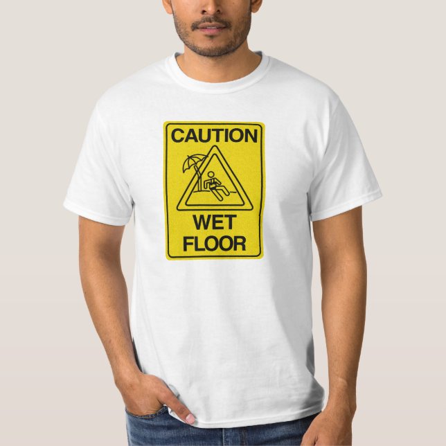 Camiseta CUIDADO PISO MOLHADO - Engraçado (Frente)