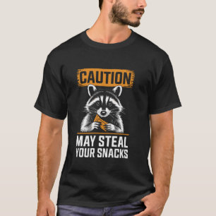 Camiseta Cuidado Pode roubar seus lanches guaxinim fofo