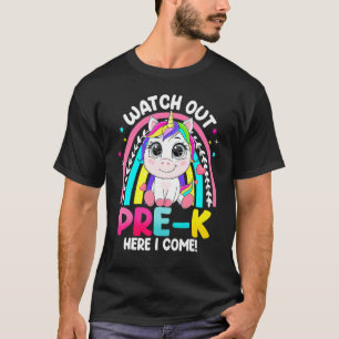 Camiseta Cuidado, Pré K Aqui, Eu Volto Para O Unicórnio.