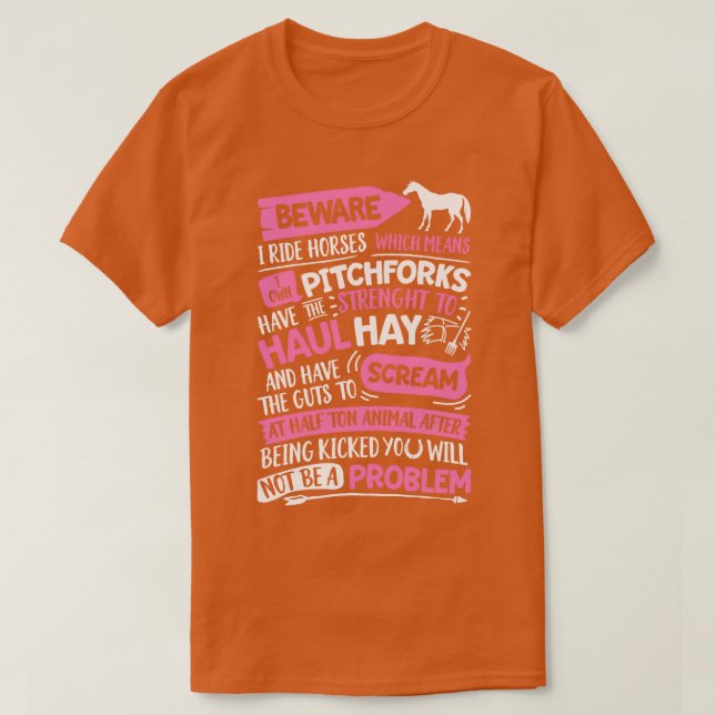 Camiseta Cuidado Que Ando Cavalos A Rumo Ra (Frente do Design)