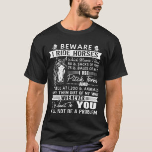 Camiseta Cuidado Que Ando Cavalos Cavalos Andando Em T