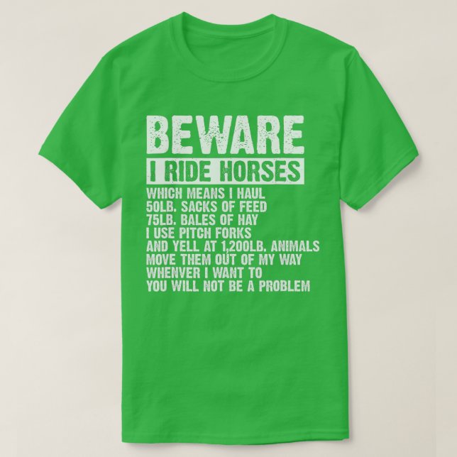 Camiseta Cuidado Que Ando Cavalos Equestres Mulheres Equest (Frente do Design)
