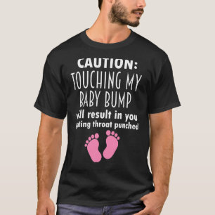 Camiseta Cuidado Tocando Meu Bebê Bump Gravidez Announcem