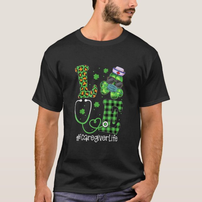 Camiseta Cuidador Adorava Patrick Day Lepard Stethoscope (Frente)