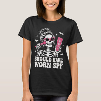 Camiseta Cuidador de pele de Halloween Esteticista Esquelet